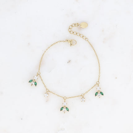 Bracelet Katarina - petites breloques en motif feuillage en oxydes de zirconium