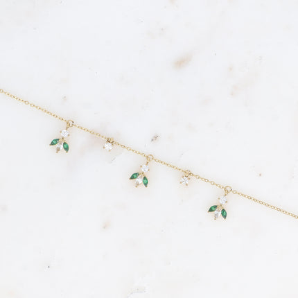 Bracelet Katarina - petites breloques en motif feuillage en oxydes de zirconium