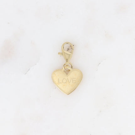 Charm - pampille coeur et message "LOVE"
