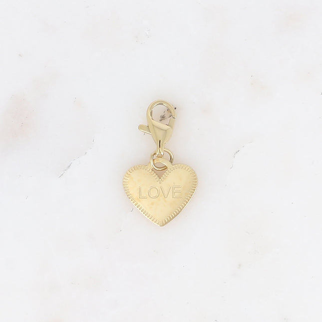 Charm - pampille coeur et message "LOVE"