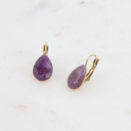 Boucles dormeuses Bertille - goutte et pierres naturelles