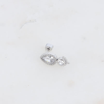Piercing - cristaux goutte et rond, contour effet milgrain