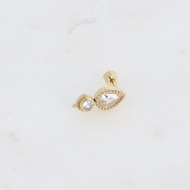 Piercing - cristaux goutte et rond, contour effet milgrain