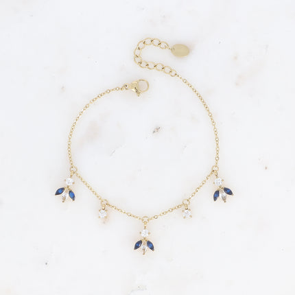 Bracelet Katarina - petites breloques en motif feuillage en oxydes de zirconium