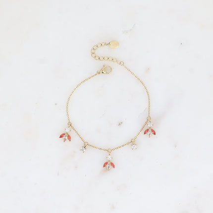Bracelet Katarina - petites breloques en motif feuillage en oxydes de zirconium