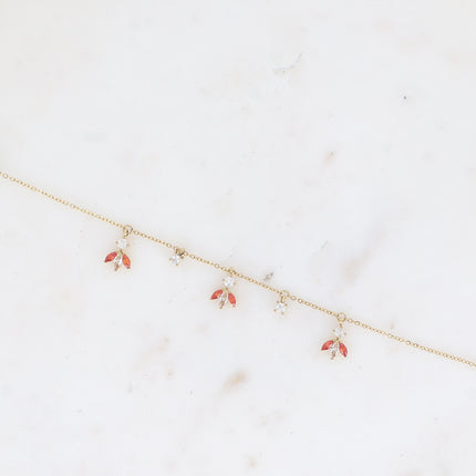 Bracelet Katarina - petites breloques en motif feuillage en oxydes de zirconium