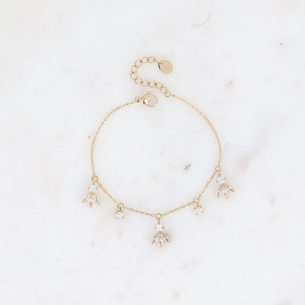 Bracelet Katarina - petites breloques en motif feuillage en oxydes de zirconium