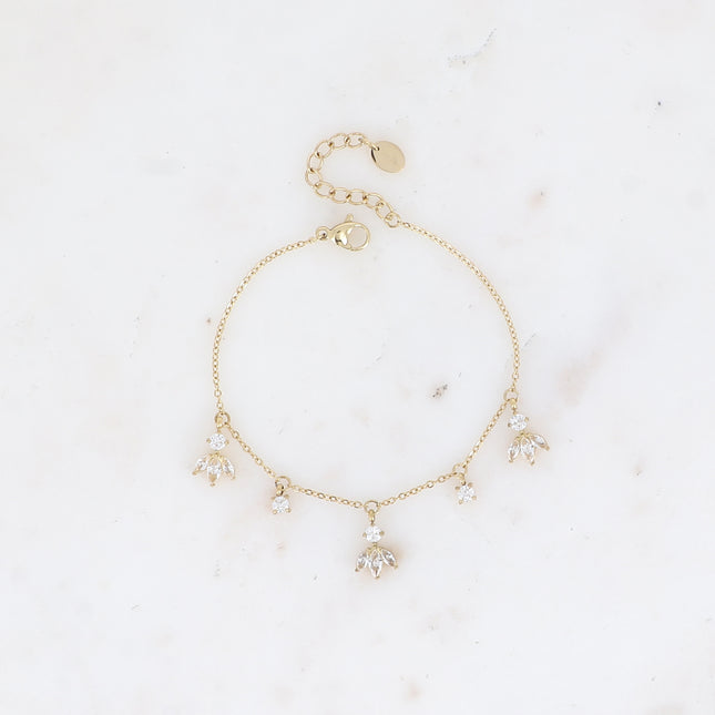 Bracelet Katarina - petites breloques en motif feuillage en oxydes de zirconium