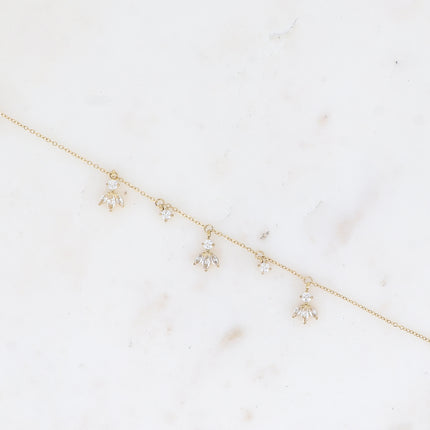 Bracelet Katarina - petites breloques en motif feuillage en oxydes de zirconium