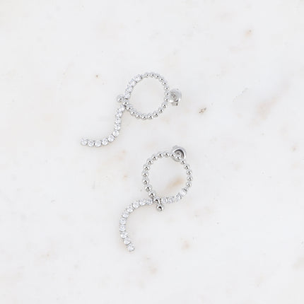 Boucles pendantes Yasmina - anneau effet bulle et chaîne rivière