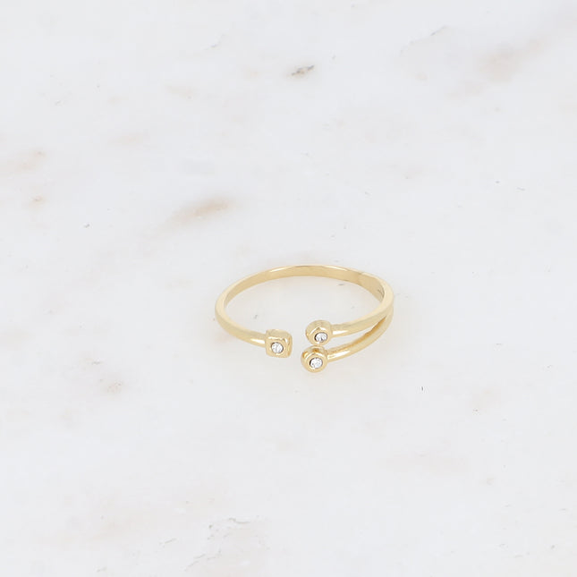 Bague ouverte - 3 oxydes de zirconium