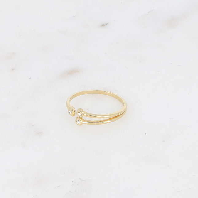 Bague ouverte - 3 oxydes de zirconium