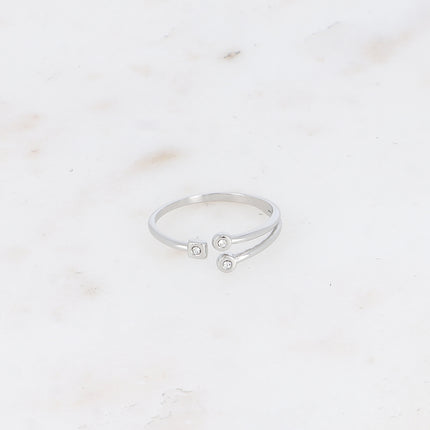 Bague ouverte - 3 oxydes de zirconium