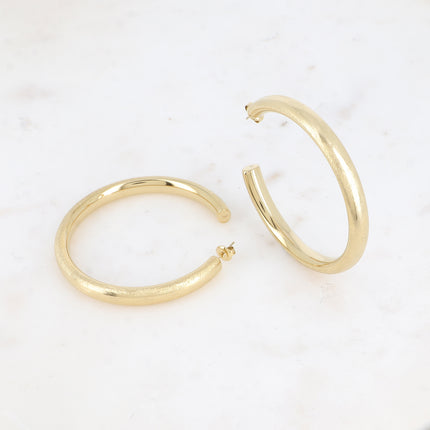 Lamiss Creole Earrings - Large Brushed Effect Hoop 6 cm