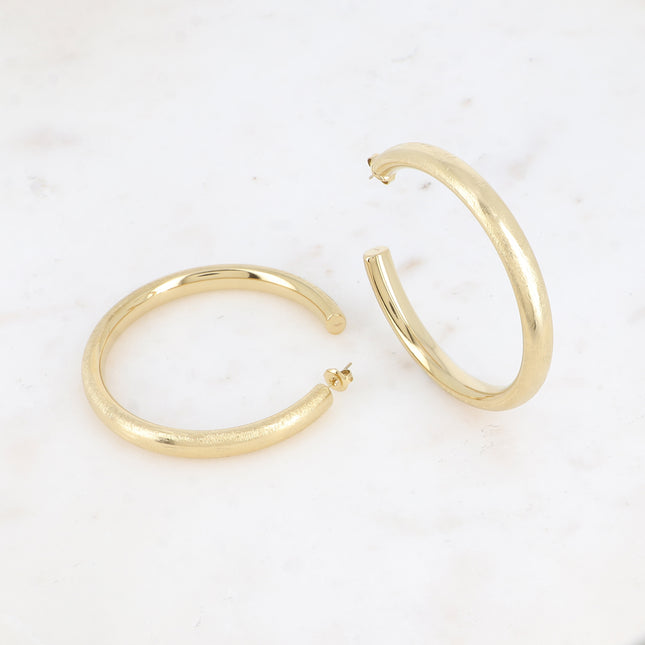 Lamiss Creole Earrings - Large Brushed Effect Hoop 6 cm