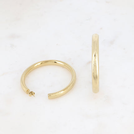 Lamiss Creole Earrings - Large Brushed Effect Hoop 6 cm