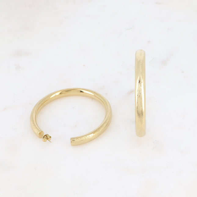 Lamiss Creole Earrings - Large Brushed Effect Hoop 6 cm