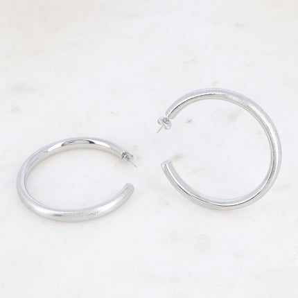 Lamiss Creole Earrings - Large Brushed Effect Hoop 6 cm