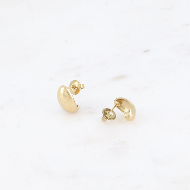 Stud earrings - curved shape with a brushed effect