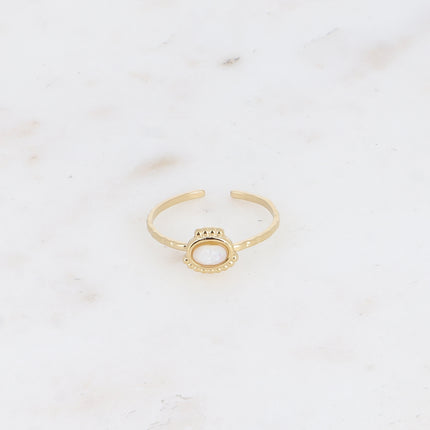 Bague fine Lunates - pierre naturelle ovale