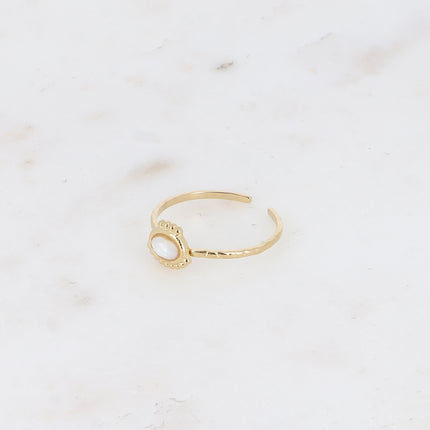Bague fine Lunates - pierre naturelle ovale