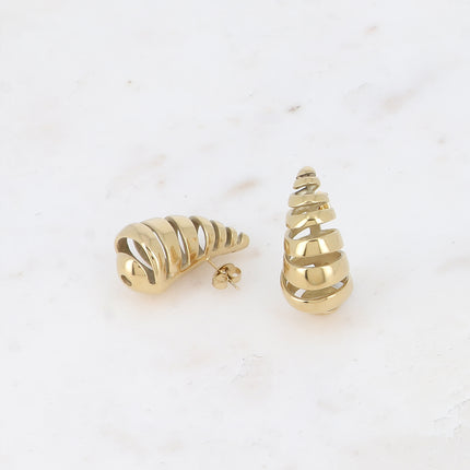 Stud earrings - openwork swirl effect teardrop 17x32mm