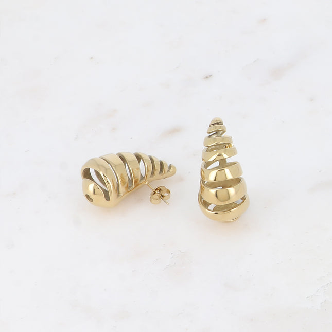 Boucles puces - goutte effet tourbillon ajouré 17x32mm