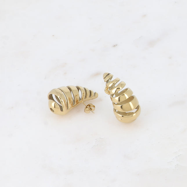 Boucles puces - goutte effet tourbillon ajouré 17x32mm
