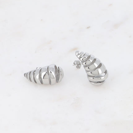 Stud earrings - openwork swirl effect teardrop 17x32mm