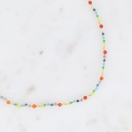 Collier sur fil Ellyn - pierres naturelles, perles rocailles