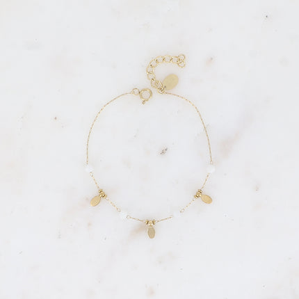 Bracelet - pampilles ovales et pierres naturelles