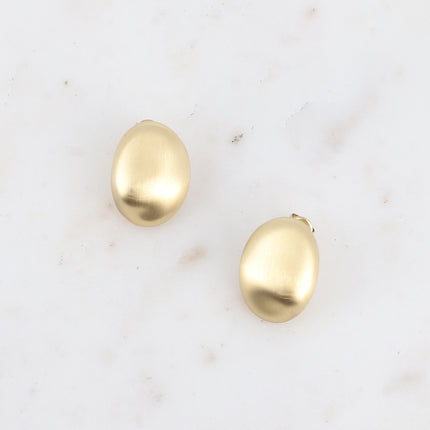 Assude stud earrings - large oval brushed effect