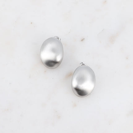 Assude stud earrings - large oval brushed effect