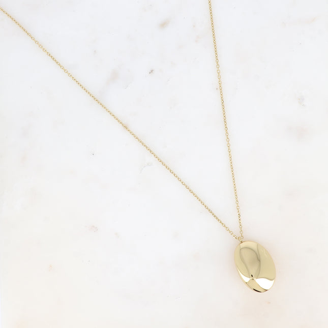 Sautoir - grand pendentif ovale effet miroir