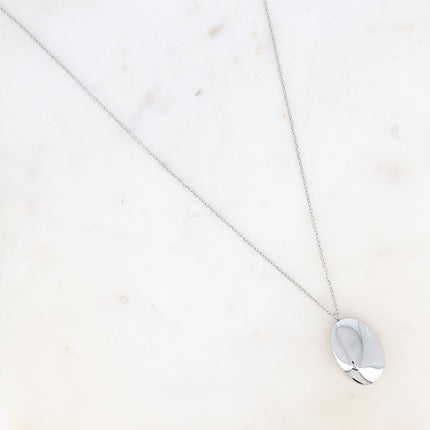 Sautoir - grand pendentif ovale effet miroir