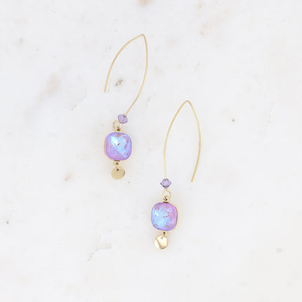 Boucles pendantes Aléa - cristaux 10 mm et toupie