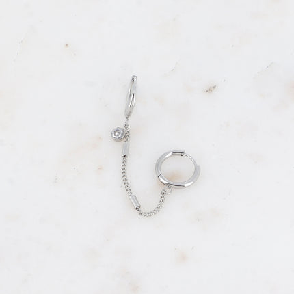 Mono-boucles - petit cristal et chaîne avec cylindres