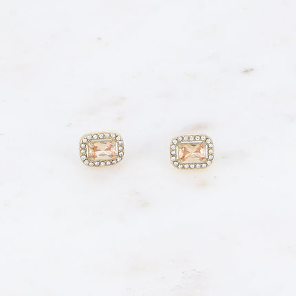 Stud earrings - rectangular crystal and zirconium oxides