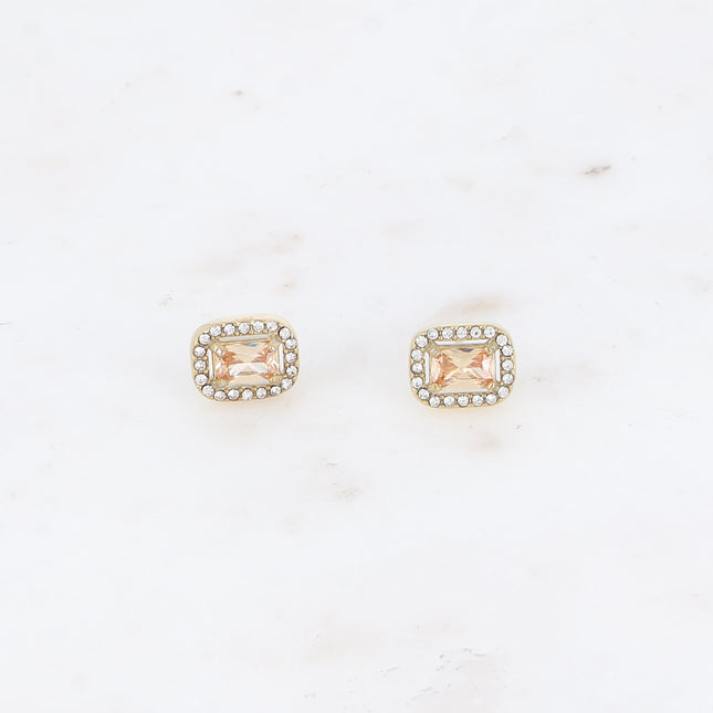Boucles puces - cristal rectangulaire et oxydes de zirconium