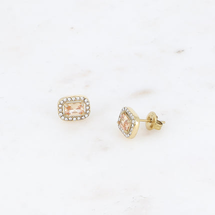 Stud earrings - rectangular crystal and zirconium oxides