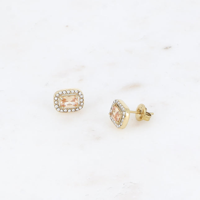 Boucles puces - cristal rectangulaire et oxydes de zirconium