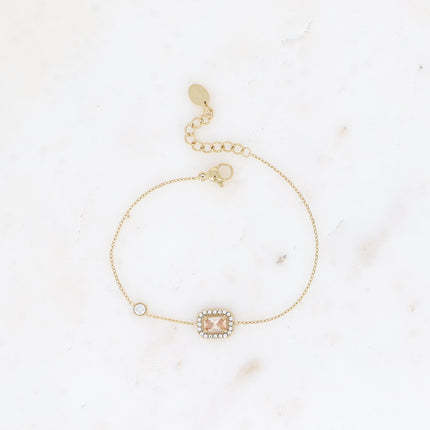 Bracelet - cristal rectangulaire et oxydes de zirconium