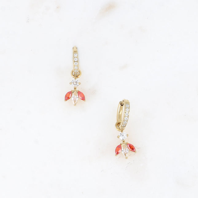 Créoles Katarina - pendentif en motif feuillage en oxydes de zirconium