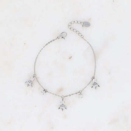Bracelet Katarina - petites breloques en motif feuillage en oxydes de zirconium