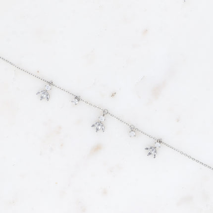 Bracelet Katarina - petites breloques en motif feuillage en oxydes de zirconium