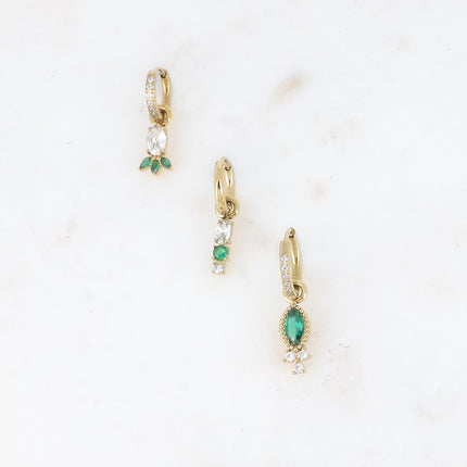 Set of 3 hoop earrings - in stainless steel with crystal (pineapple, oval and almond)