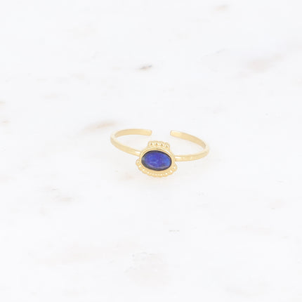Bague fine Lunates - pierre naturelle ovale