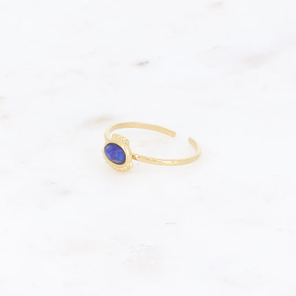 Bague fine Lunates - pierre naturelle ovale