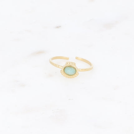 Bague fine Lunates - pierre naturelle ovale