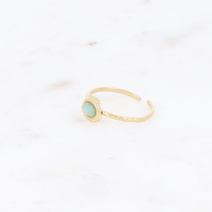 Bague fine Lunates - pierre naturelle ovale